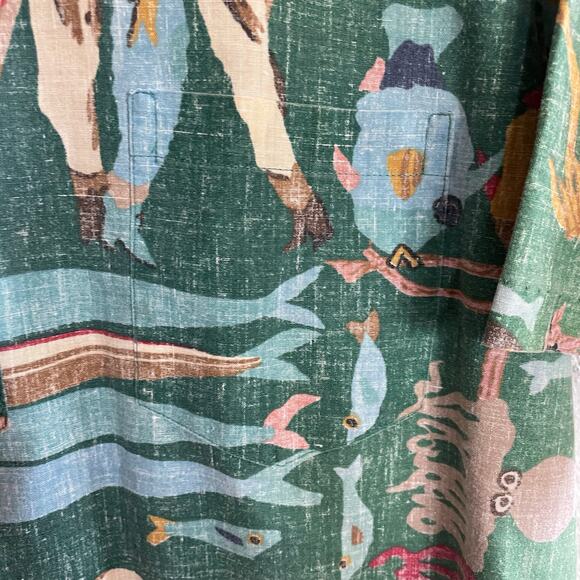 Reyn Spooner Hawaiian Reverse Print Lawai’a Fisherman Green Aloha Shirt M - Picture 5 of 9